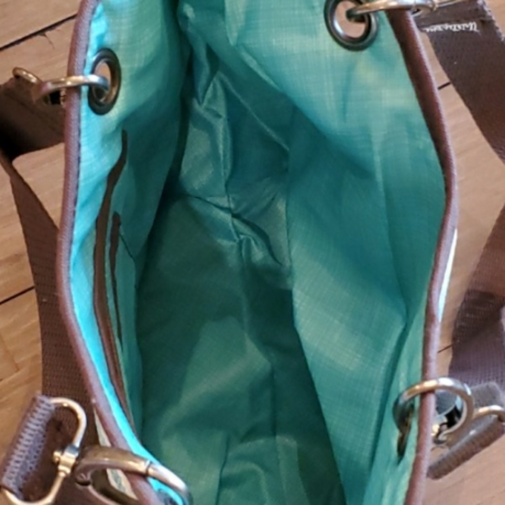 🆕⭐ Thirty-One teal brown striped bags 2 - Picture 3 of 6